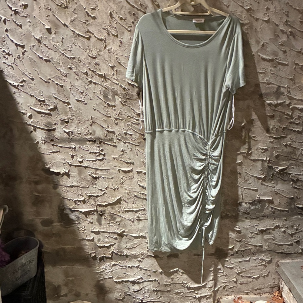 Calvin Klein Sage Gathered Ruched Midi Dress Size 14